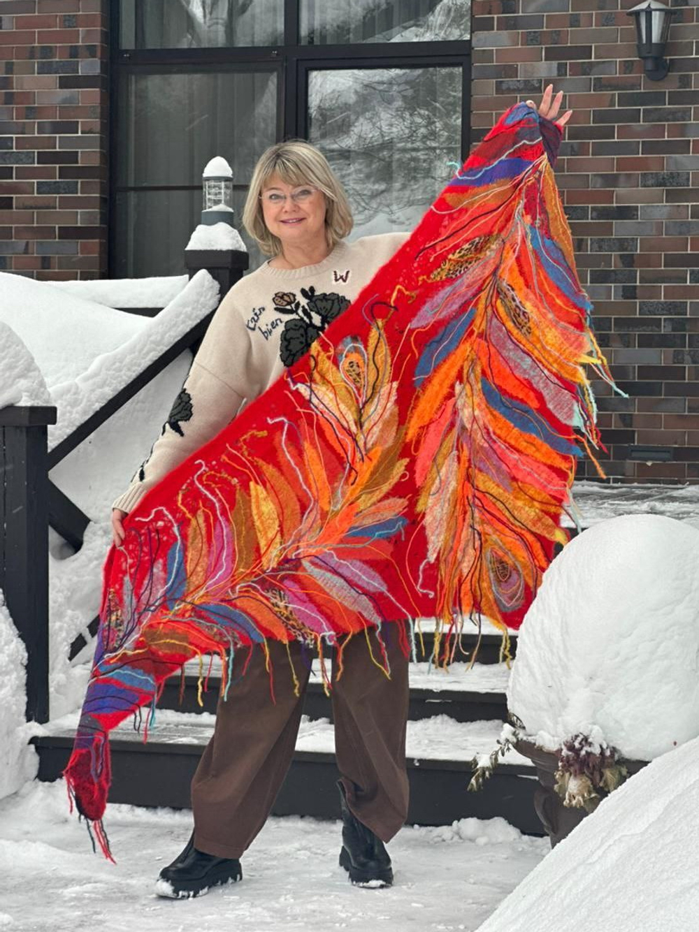 Отзыв от Ларисы о шали «Перо Жар-Птицы»