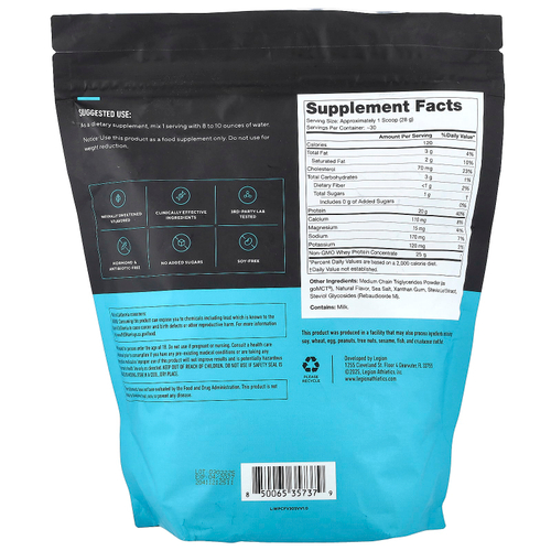 Legion Athletics, сывороточный концентрат, сывороточный протеиновый порошок, французская ваниль, 861 г (1,9 фунта)