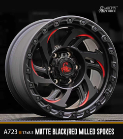 Диск колёсный литой AGILITY FORCE А723 R18 8.5 ET0 Matte Black / Red Milled Spokes