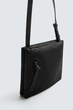 ZARA СУМКА ИЗ ТЕХНОЛОГИЧНОЙ ТКАНИ, ЧЕРНЫЙ