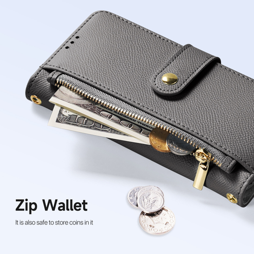 Чехол кошелек с MagSafe из TPU кожи серого цвета от Dux Ducis для iPhone 16e, SE (с 2025-), серия Lawa Series Case