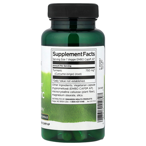 Swanson, Full Spectrum®, куркума, 750 мг, 60 растительных капсул Veggie Embo Caps®