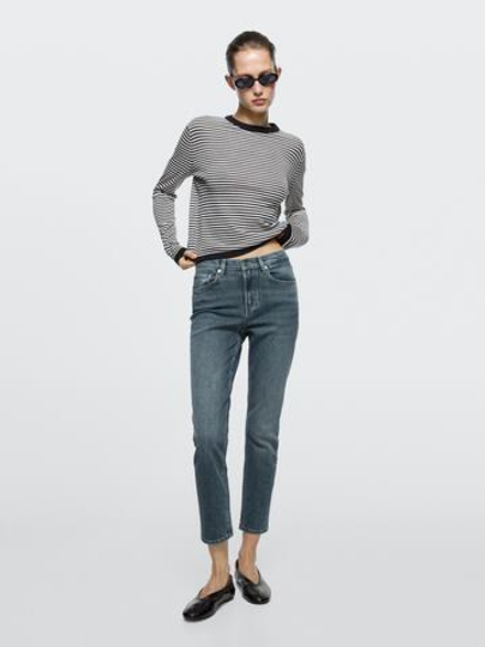 Massimo Dutti Джинсы средней посадки, укороченные, облегающего кроя, темно-синий