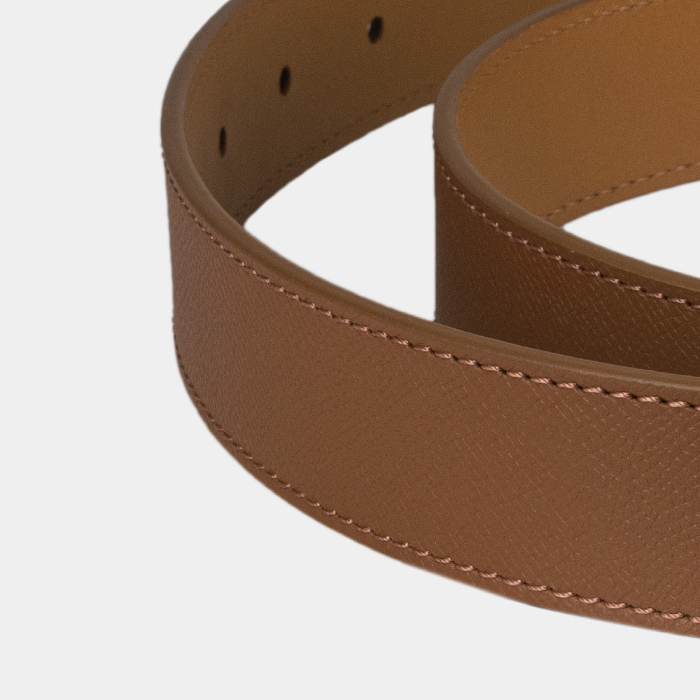 Ремень кожаный мужской из кожи сафьяно 35 мм, цвет карамель