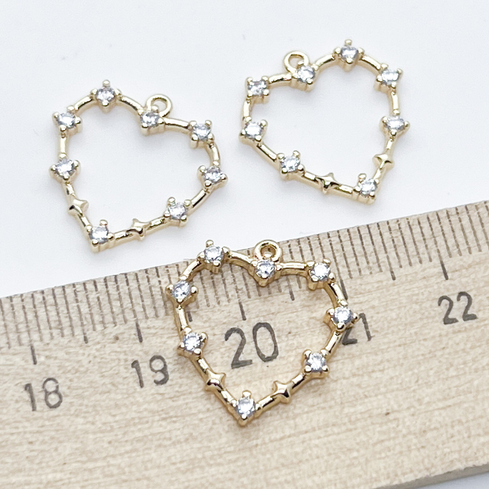 Подвеска Сердце, цвет золото, фианиты, размер 18*19 мм, цена за 1 шт