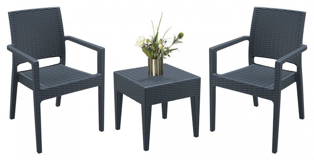 Комплект пластиковой мебели Siesta Contract Miami Ibiza, антрацит