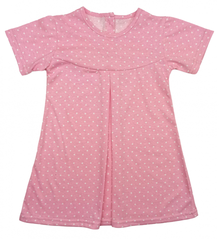 Платье 724/44 белый, мелкий горошек, розовое