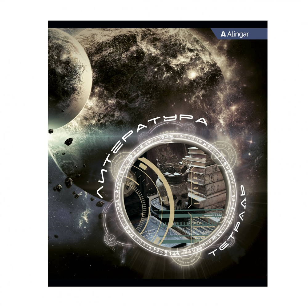 Тетрадь предметная "Литература" А5 48л., со справочным материалом, скрепка, мелованный картон (стандарт), блок офсет, Alingar "Знания Вселенной"