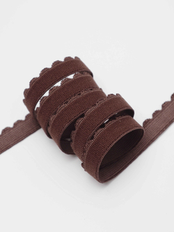 Резинка отделочная шоколад ажурная ширина 12 мм с учетом фестона