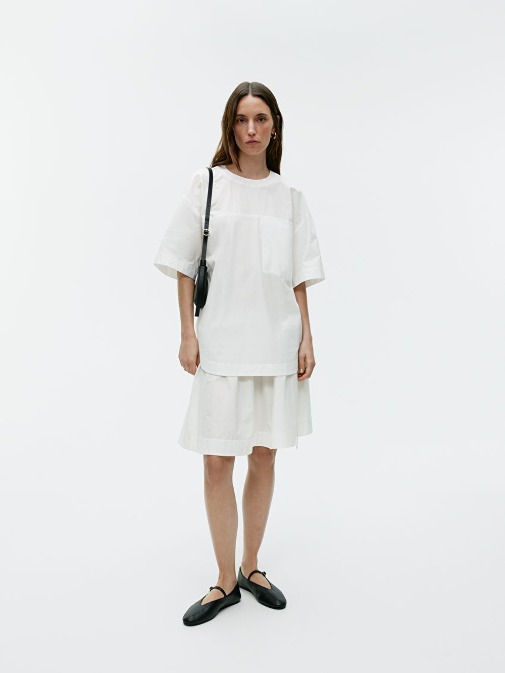 ARKET  ФУТБОЛКА ОВЕРСАЙЗ, БЕЛЫЙ