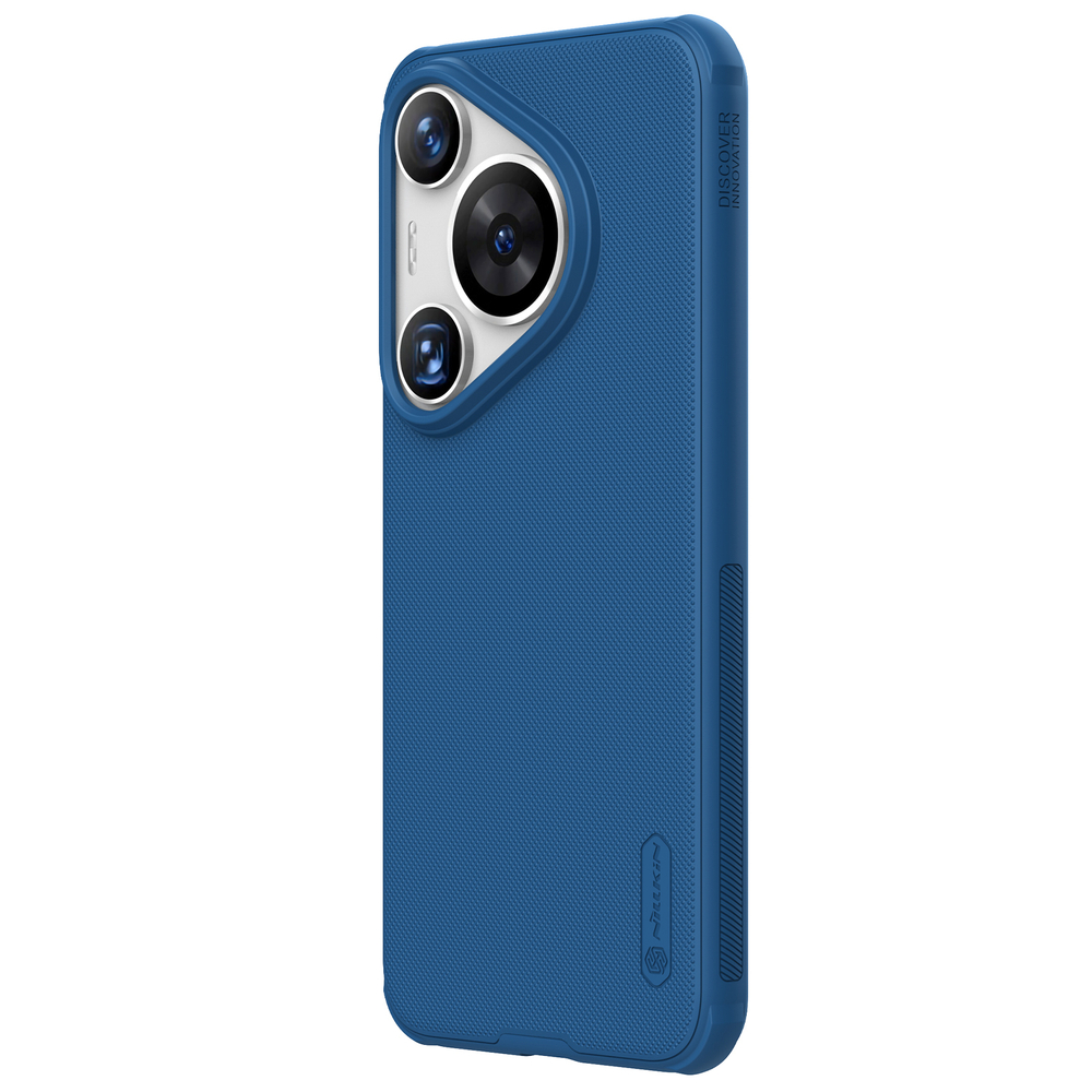 Усиленный противоударный чехол синего цвета от Nillkin для Huawei P70 Pro (Pura 70 Pro, Pura 70 Pro+), серия Super Frosted Shield Pro