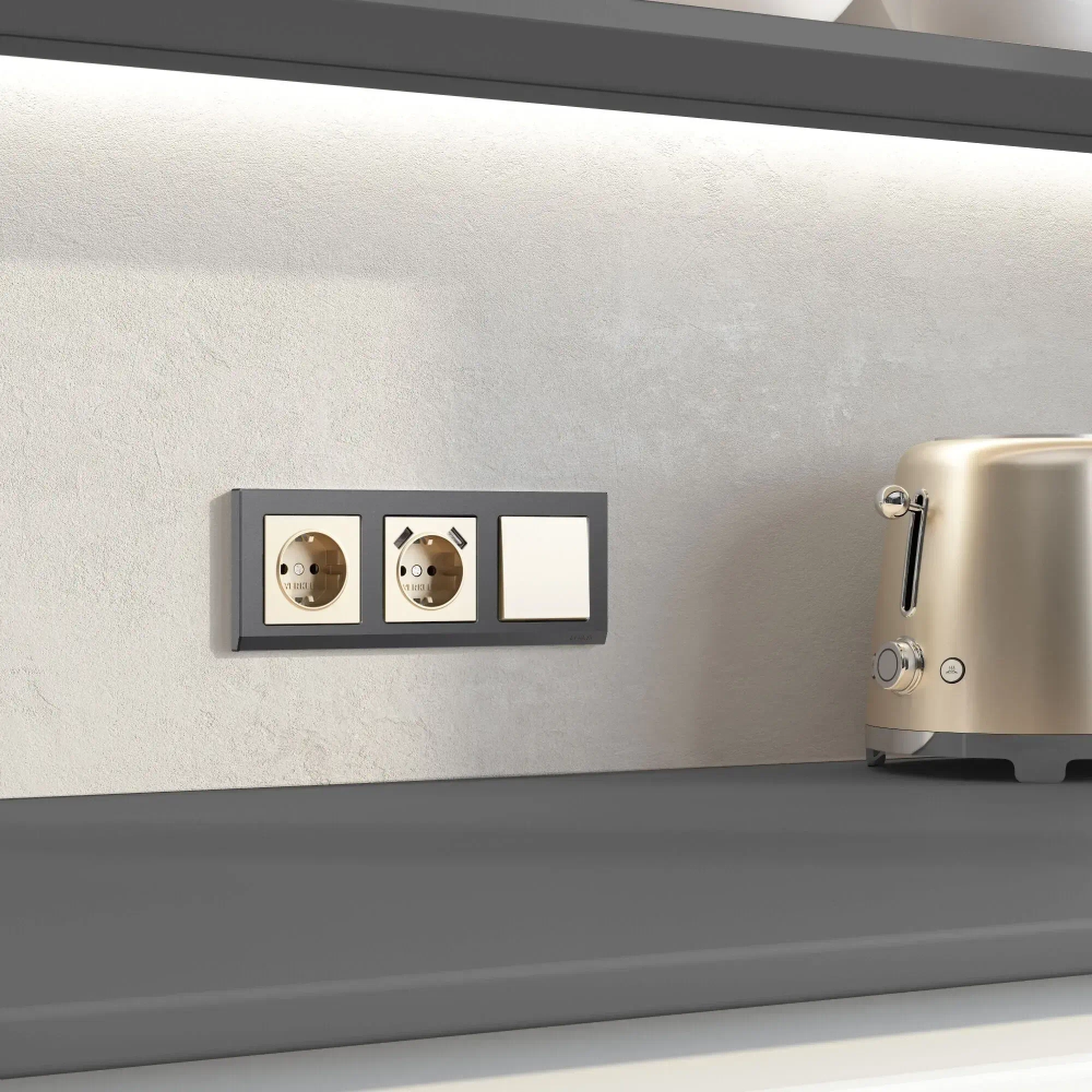 Выключатель одноклавишный (шампань) W1110011