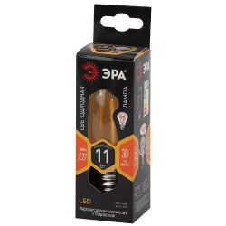 Лампа светодиодная ЭРА F-LED B35-11W-827-E27 Е27 / Е27 11Вт филамент свеча теплый белый свет | Филаментные декоративные