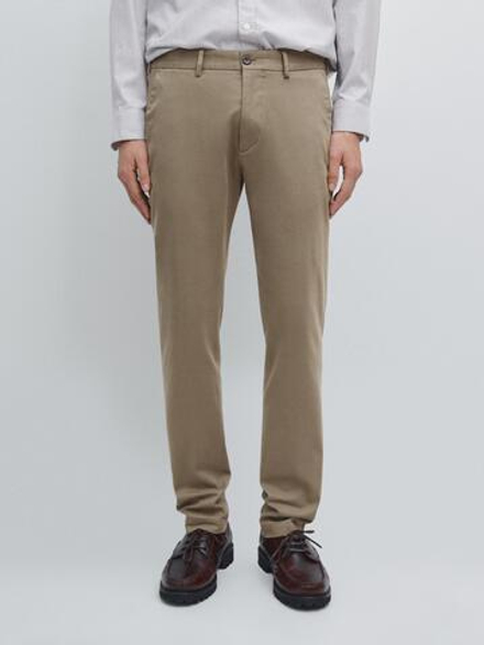 Massimo Dutti Зауженные брюки из саржи, коричневый