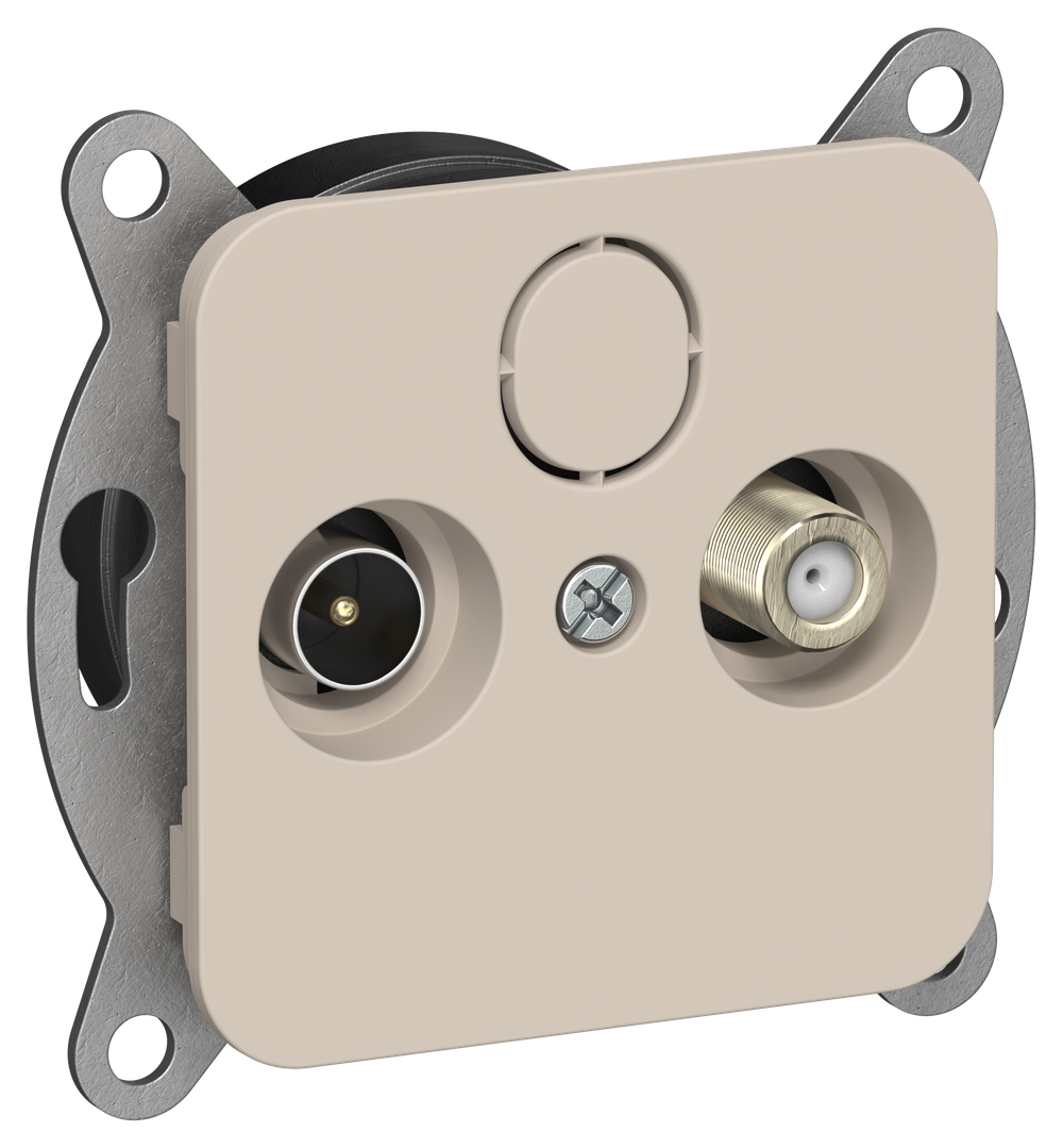 FLITE Розетка 2-местная TV+SAT экранированная оконечная РТВс-2-1-1-ФлЛ льняной IEK