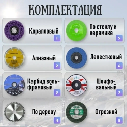 Набор дисков для УШМ, 8 шт. (125х22.2 мм)