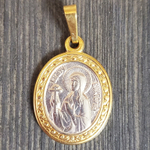 Нательная именная икона святая Виктория (Ника) с позолотой кулон на шею с молитвой