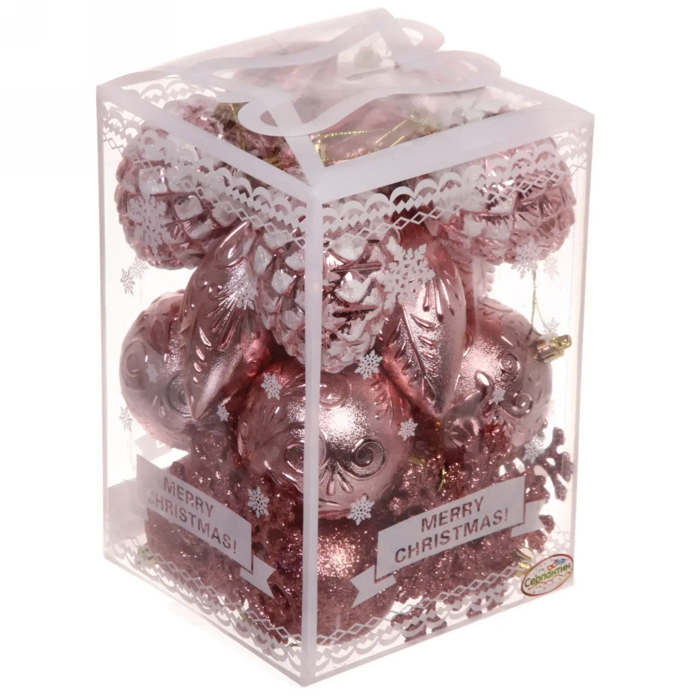 Набор украшений «Рождество» (26 предметов), розовое золото