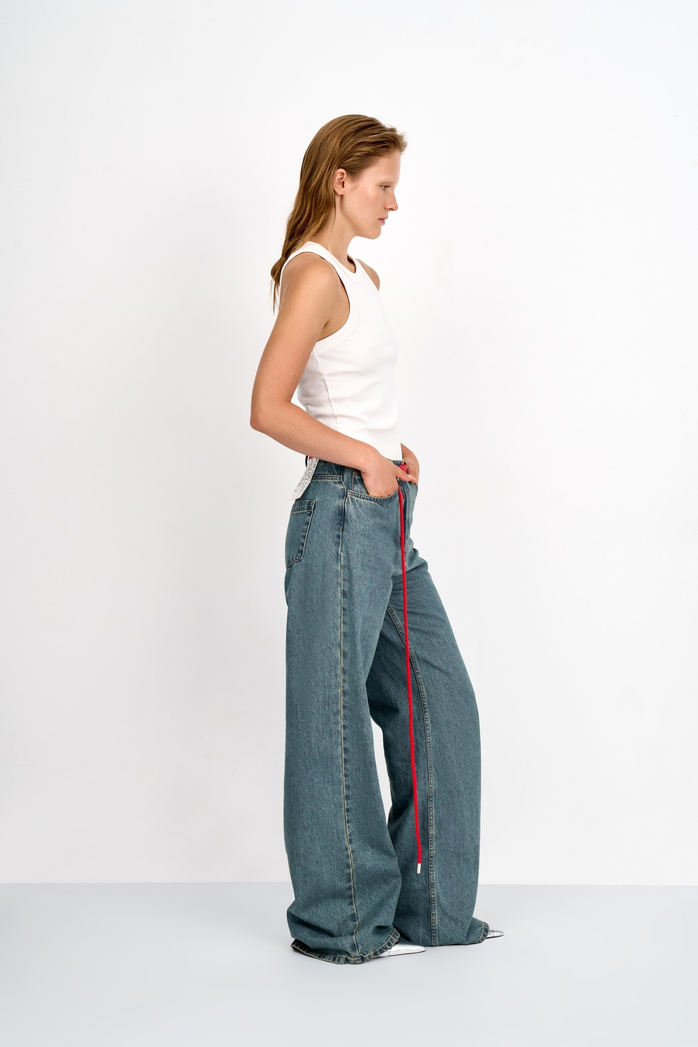 Джинсы женские свободные зеленые Woman Jeans Loose Fit Jeans Green