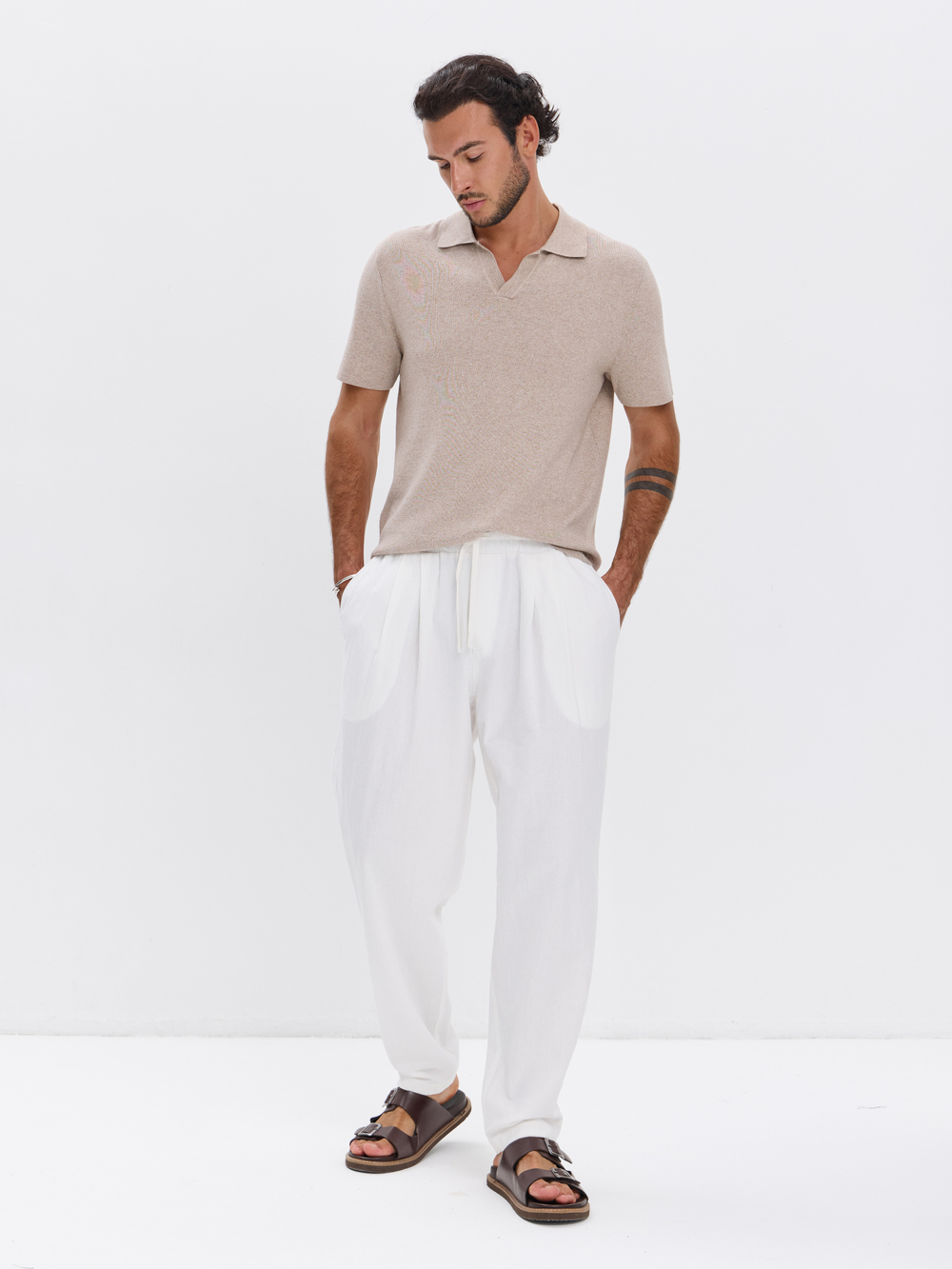 Штаны хлопковые с защипами