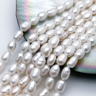 Жемчуг бусины, размер около 5,5-6*4-4,5 мм, цена за нить 36 см