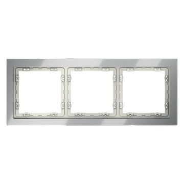Рамка стеклянная VOLTUM S70 на 3 поста, (сталь, стекло)