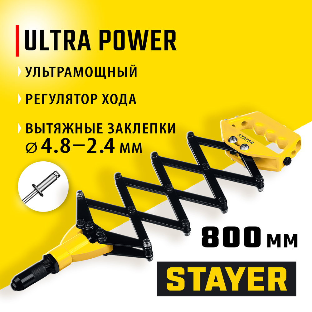 STAYER PRO-FIX, 3.2 - 6.4 мм, рычажно-складной заклепочник, Professional (3115)