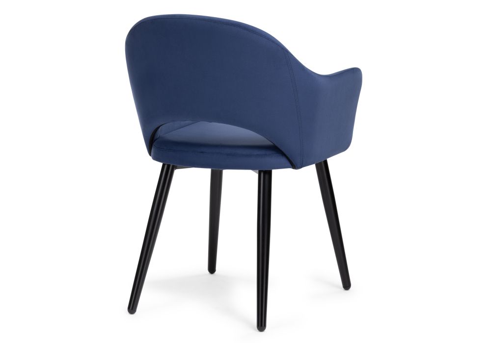 Стул на металлокаркасе Апри микровелюр темно-синий / черный глянец