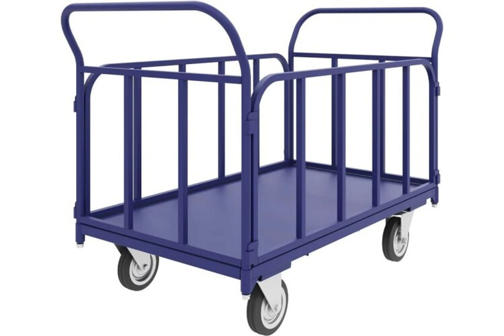 Тележка платформенная Rusklad ТБ-6 800х1200 мм, съемные трубчатые борта, К-200 мм