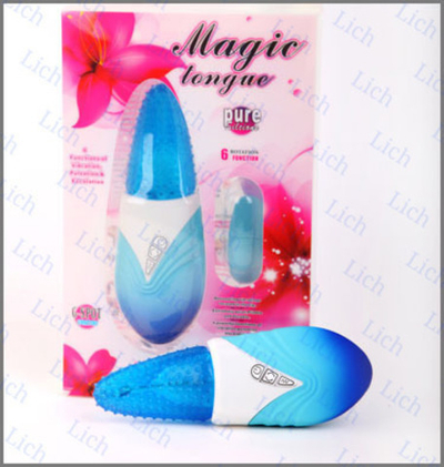 Голубой вибромассажер Волшебный язычок с вибро-яйцом, 16 см