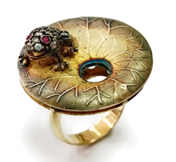 Кольцо ювелирное из серебра с позолотой,вставка рубин натуральный,фианиты,размер 18