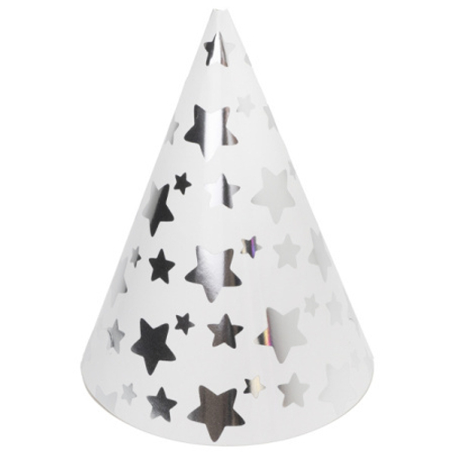 Колпаки, Звезды Микс, Белый/Серебро, металлик, 16 см