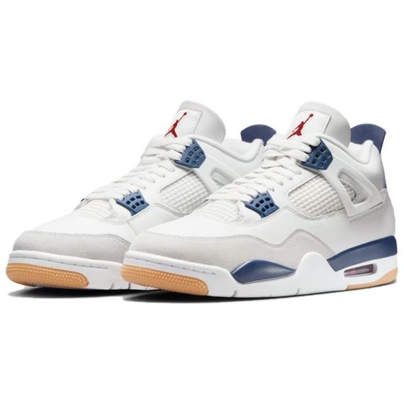 Jordan Air Джордан 4 Винтажные баскетбольные кроссовки Высокие Белые и синие Унисекс