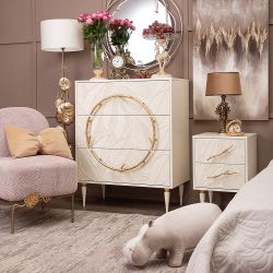 Тумба Арт Колор leaves Классик Голд Кремовый белый