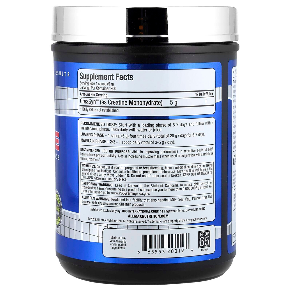 ALLMAX, креатин, фармацевтическая степень чистоты, 1000 г (2,2 фунта)