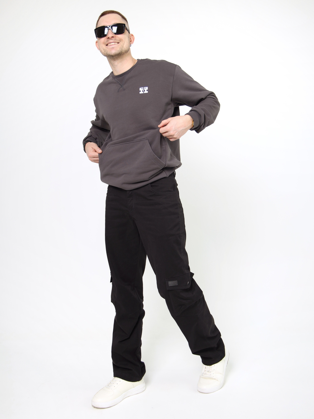 Брюки карго мужские без манжет черный Город Горький