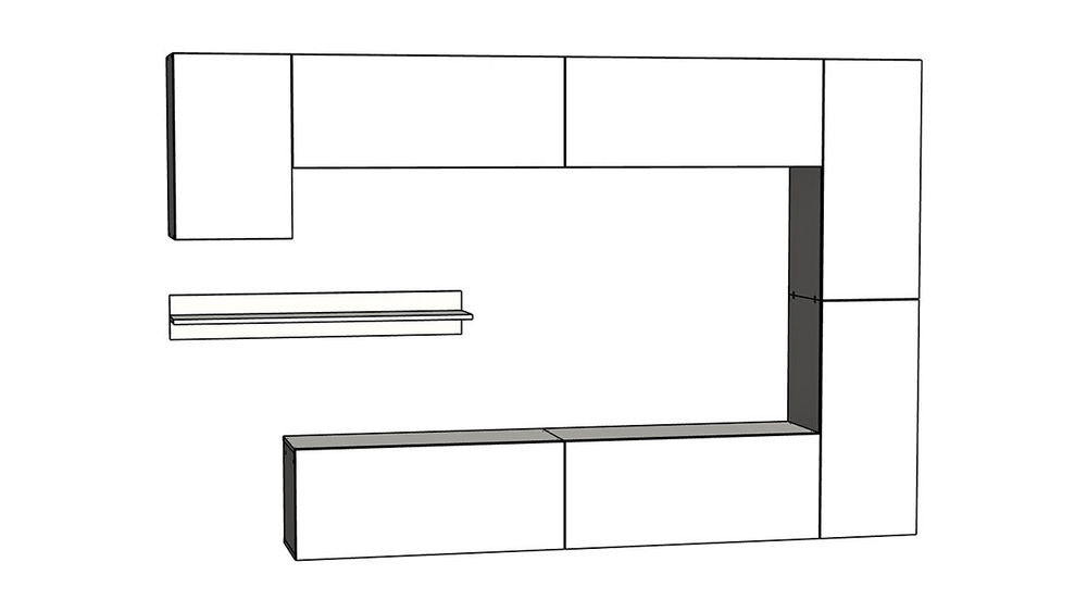 Гостиная 7 МДФ Белый DM635-6 / Белый Фасадный 0101 256*35*166 см, Белый, Белый Фасадный   Фиеста