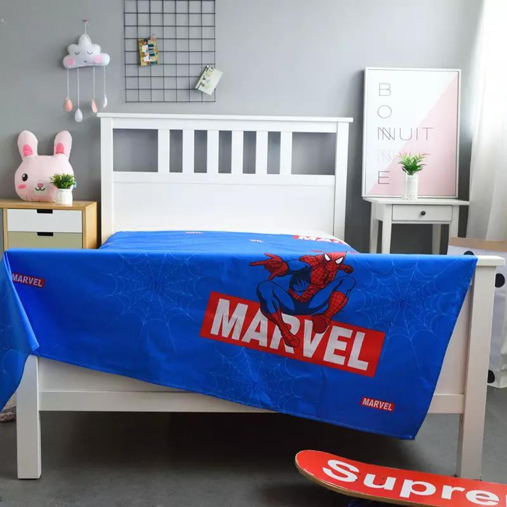 Постельное белье 1.5 Полуторка Сатин Детское Человек паук Marvel