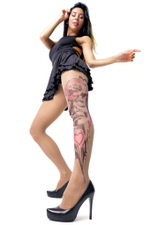 Колготки +size с принтом в виде девушки-калавера (Размер: XL-XXL-XXXL) (Цвет: бежевый)