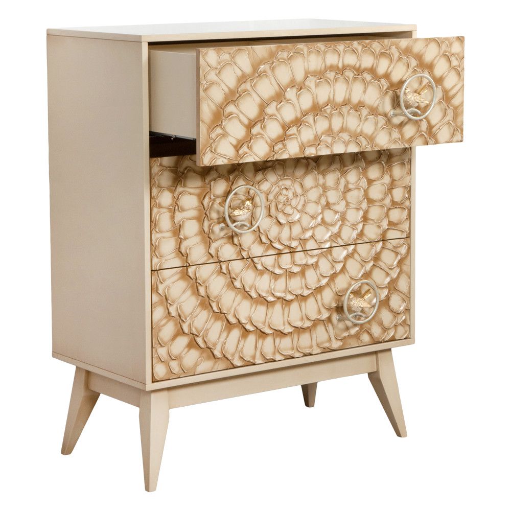 Комод Терра Птички с 3 ящиками Айвори