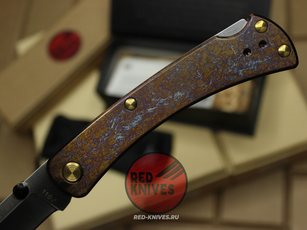 Нож Buck 110 Slim Pro TRX Titanium (Legacy Collection 2023) - желтый огненный титан