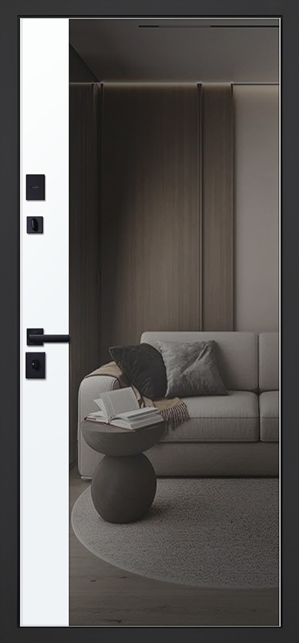 Стальная дверь "Бастион" с зеркалом. Заказная модель.