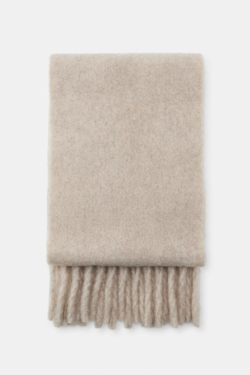 ZARA ОБЪЕМНЫЙ ШАРФ С БАХРОМОЙ, КАМЕННО-СЕРЫЙ