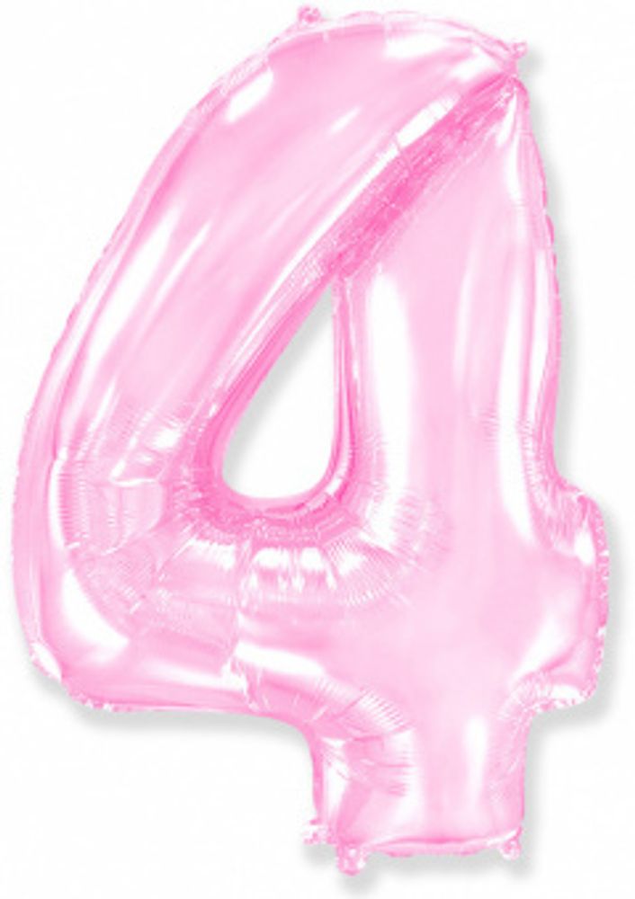 Шар-цифра, фольга, Розовый, Цифра 4, фольга, 102 см (FM) (БГ-60)