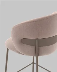 Полубарный стул Blaze 60 см, бежевый велюр, бежево-серые ножки