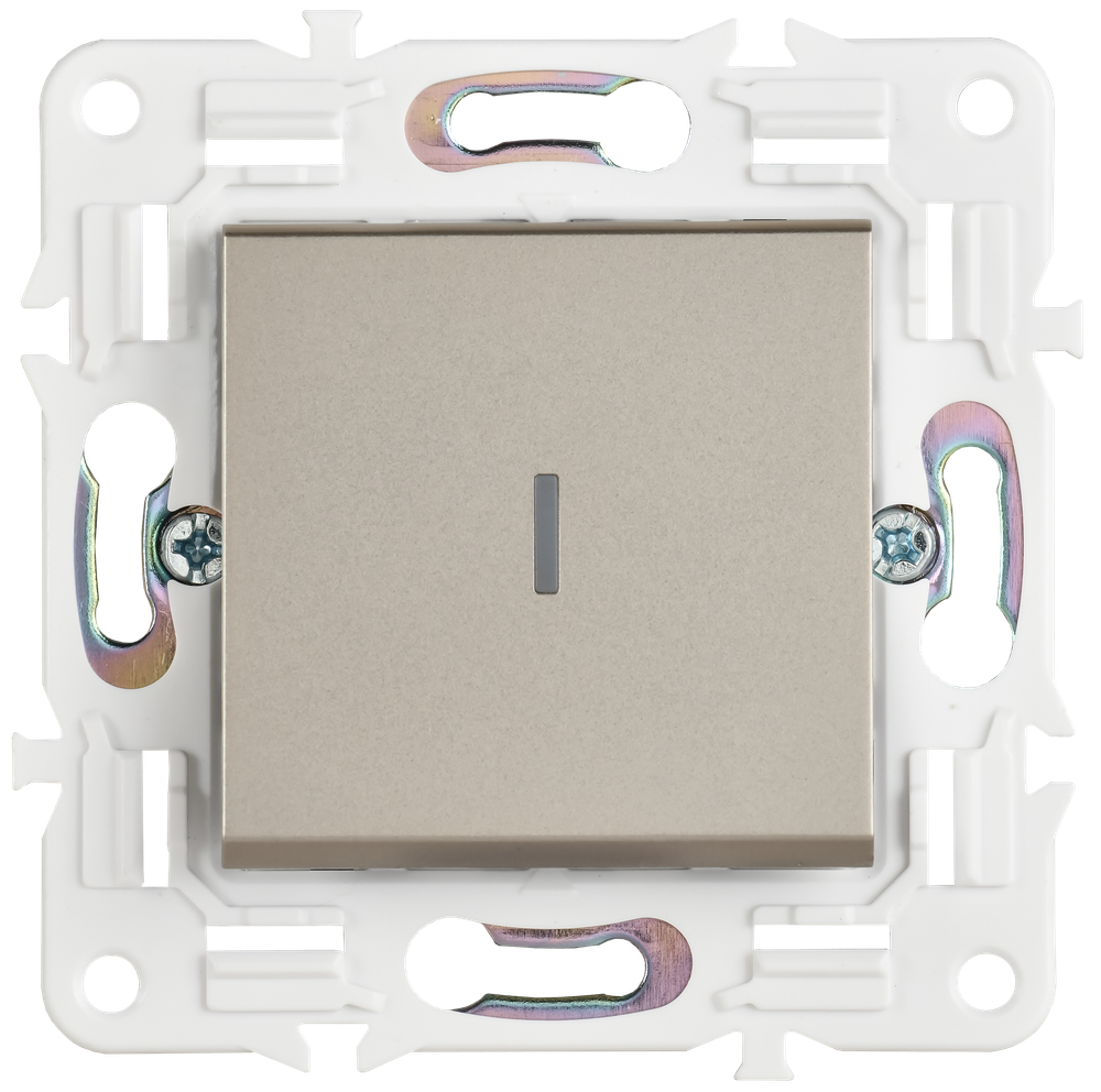 SKANDY Выключатель 1-клавишный проходной с индикацией 10А SK-V08Sh шампань IEK