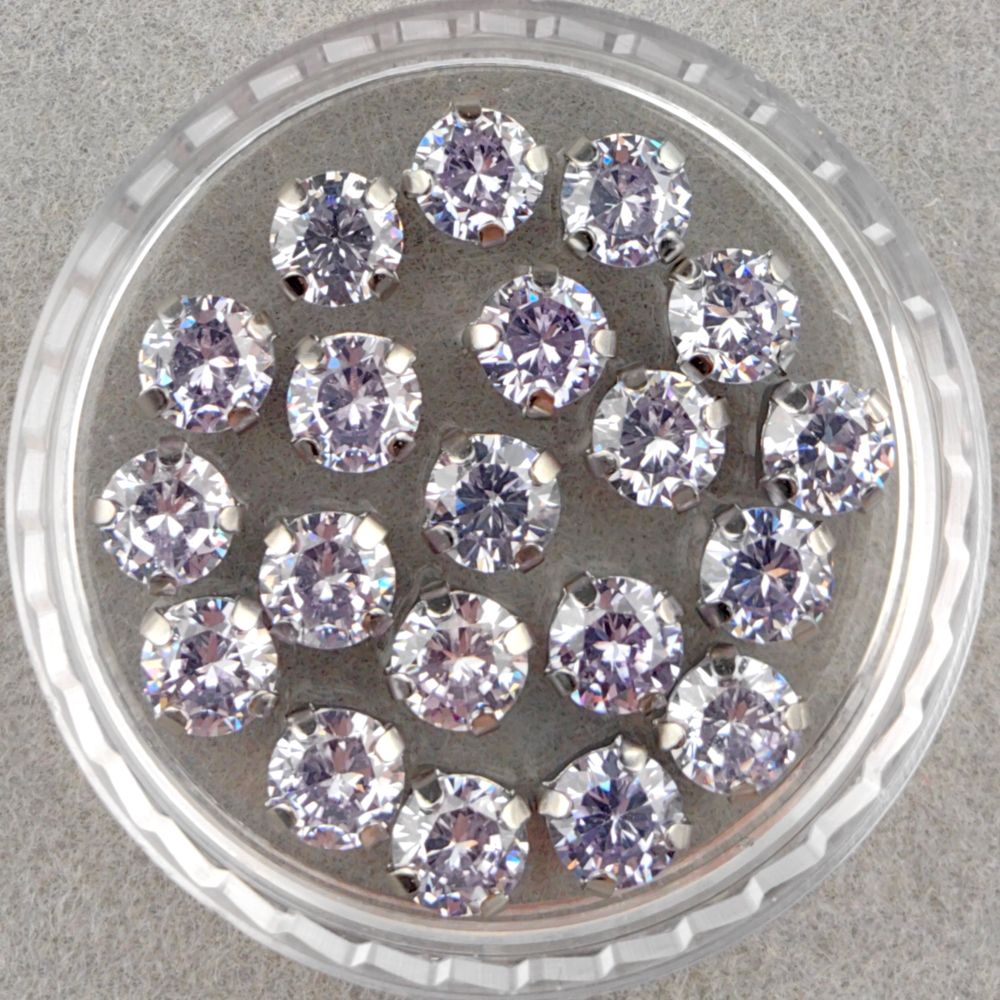 Фианиты шатоны в оправах, Lavender/Platinum