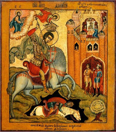 Дмитрий (Димитрий) Солунский великомученик Фессалоникийский. Деревянная икона на левкасе
