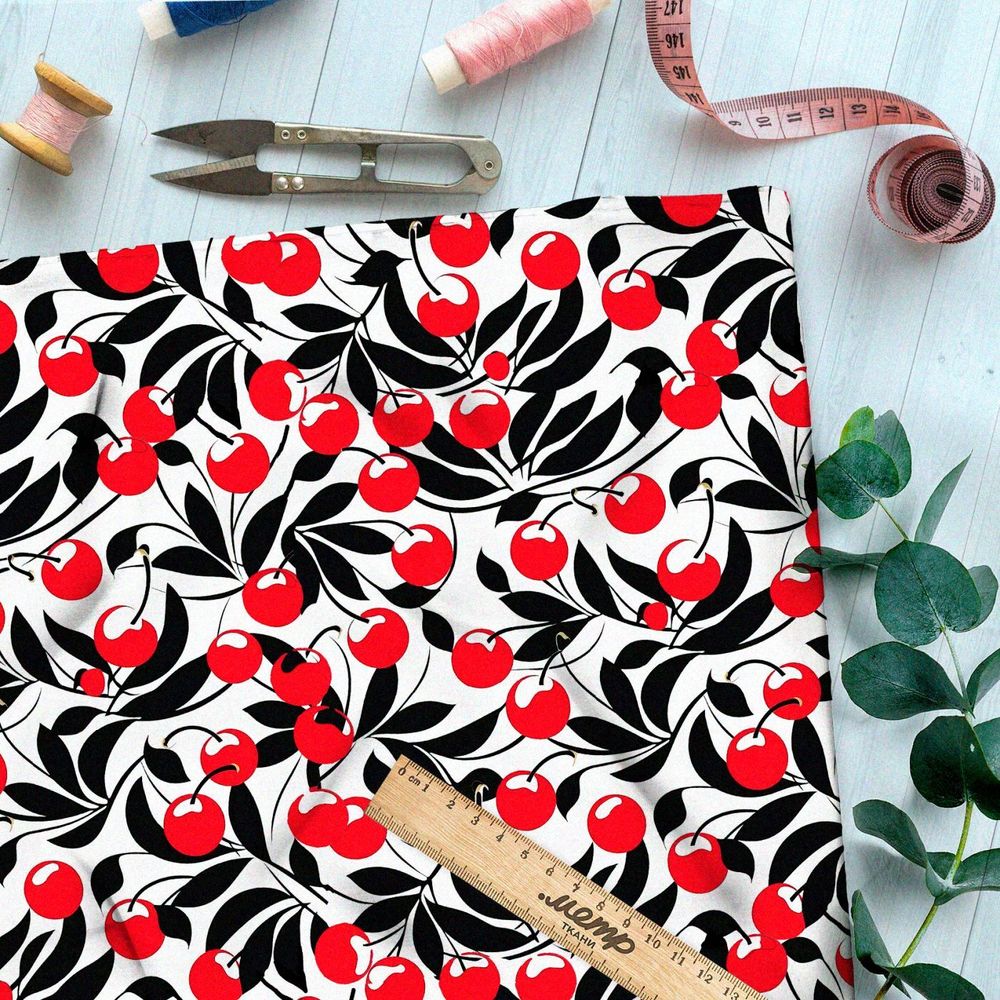 Ткань премиум дюспо вишневый вдохновение