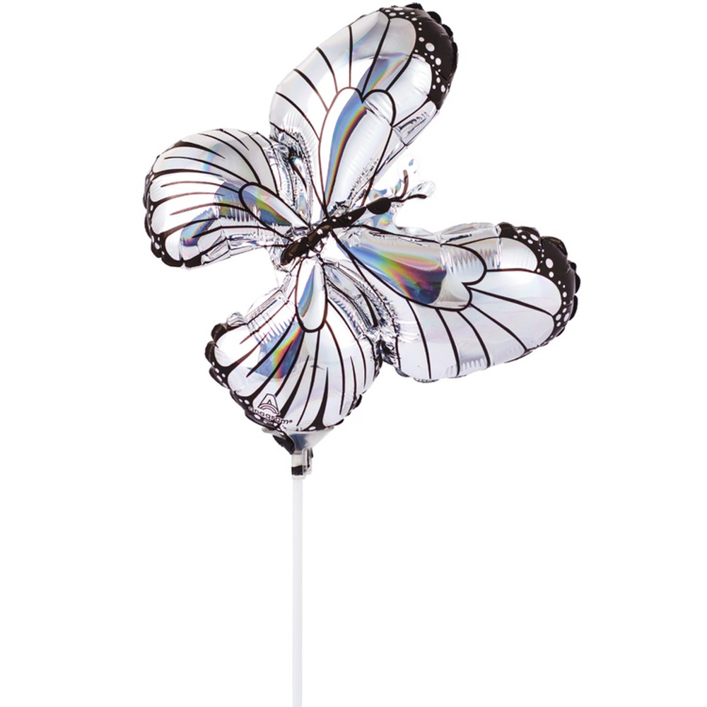 Шар Фольгированный Бабочка Серебро переливы (Серебряный)